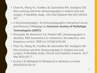 • Chan HL, Wang HL, Fowlkes JB, Giannobile WV, Kripfgans OD.
Non-ionizing real-time ultrasonography in implant and oral
su...