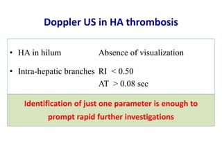 Ultrasound & doppler ultrasound in liver transplantation | PPTX