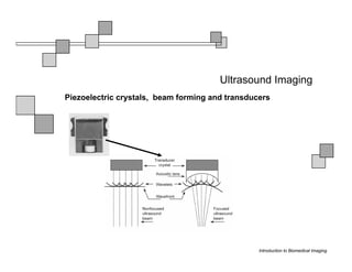 Ultrasound Imaging
Piezoelectric crystals, beam forming and transducers




                                                 Introduction to Biomedical Imaging
 