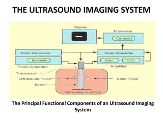 THE ULTRASOUND IMAGING SYSTEM
The Principal Functional Components of an Ultrasound Imaging
System
 