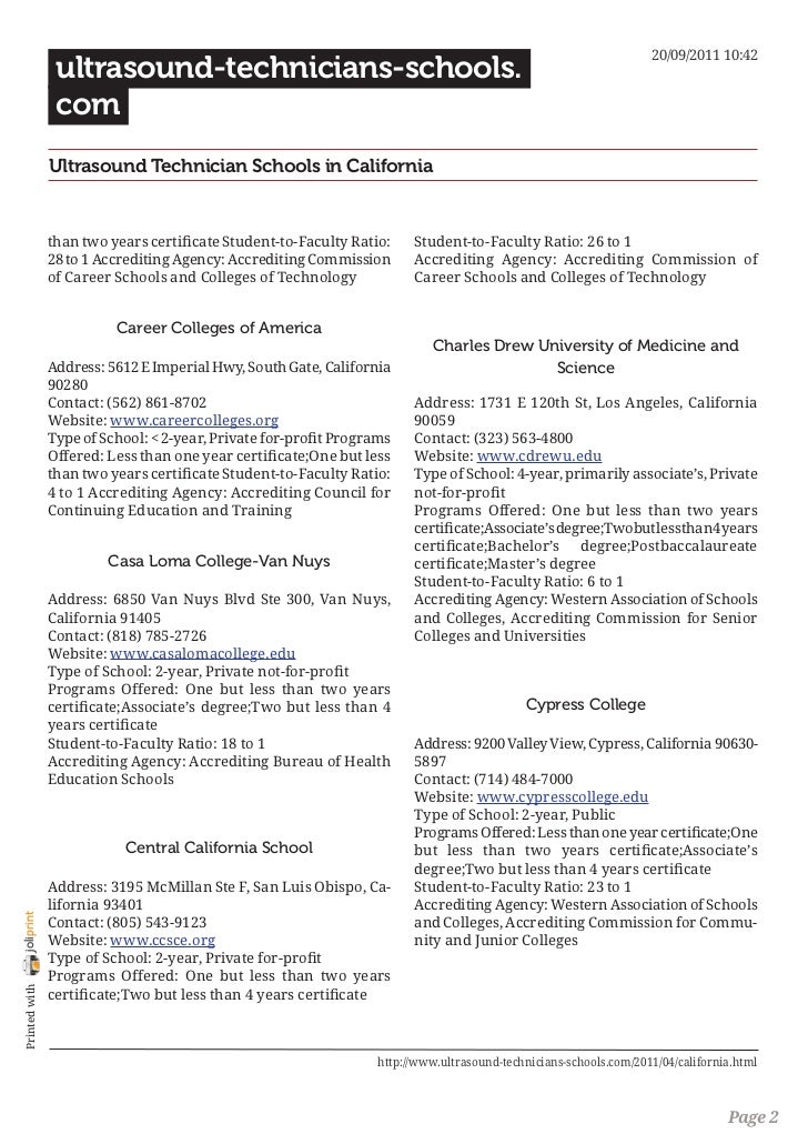 Ultrasound technician schools in california
