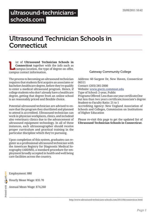 Ultrasound technician schools in connecticut PDF