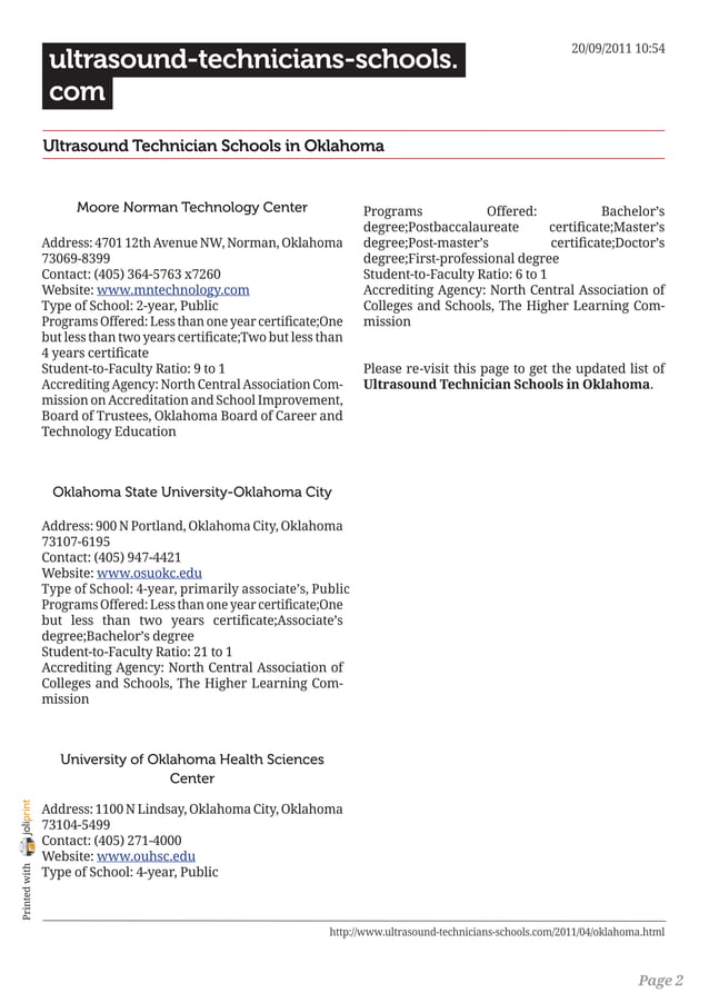Ultrasound technician schools in oklahoma PDF