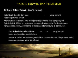 AL MUHKAM DAN AL MUTASYABIHA. DefinisiAl MuhkamsecaraetimologisberartimelarangdanmenyempurnakansesuatuSecaraterminologisberartikalimat yang memberikanmakna yang jelasdandapatdijangkauolehpemahamanakalAl Mutasyabihsecaraetimologisberartikeraguan, kemiripanataukebingunganSecaraterminologisberartisesuatu yang memberikanmakna yang tidakjelas, tidakdapatberdirisendiridanmembutuhkanketerangan yang lain