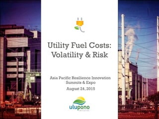 Utility Fuel Costs:
Volatility & Risk
Asia Pacific Resilience Innovation
Summits & Expo
August 24, 2015
 