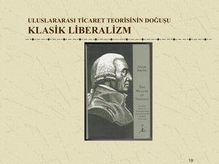 19
ULUSLARARASI TİCARET TEORİSİNİN DOĞUŞU
KLASİK LİBERALİZM
 