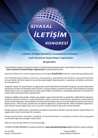 Uluslararası 1.siyasal i̇letişim kongresi sponsorluk dosyası