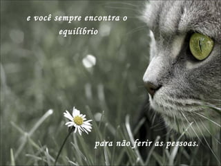 e você sempre encontra o  equilíbrio para não ferir as pessoas.  