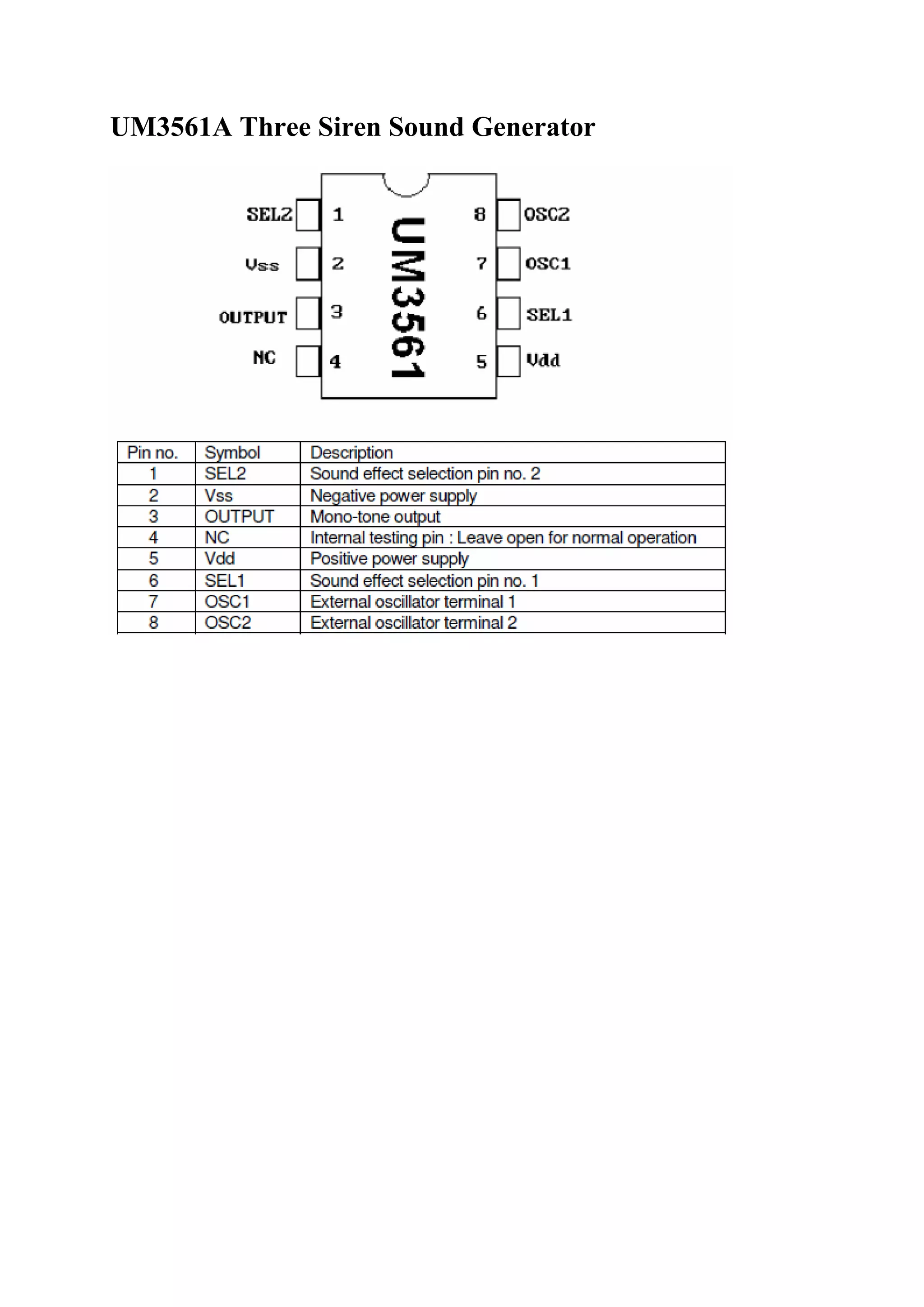 Um3961 Layout Um3561 a three siren sound generator | DOCX