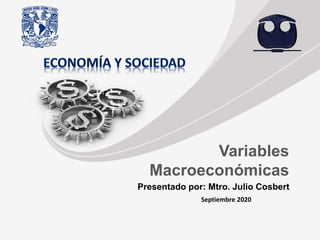 Presentado por: Mtro. Julio Cosbert
Variables
Macroeconómicas
Septiembre 2020
 