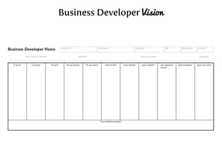 Business Developer Vision
 