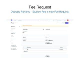Fee Request
Doctype Rename - Student Fee is now Fee Request.
 