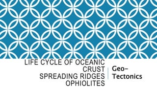 LIFE CYCLE OF OCEANIC
CRUST
SPREADING RIDGES
OPHIOLITES
Geo-
Tectonics
 