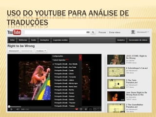 USO DO YOUTUBE PARA ANÁLISE DE
TRADUÇÕES
 