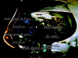 Pela espera da festa... Sem festa. Pela espera do gozo... Sem gozo. Pela espera  da vida... sem vida. Pelo ápice do fim... Sem fim. 