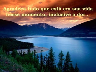 Agradeça tudo que está em sua vida nesse momento, inclusive a dor .  
