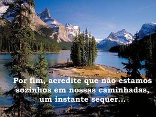 Por fim, acredite que não estamos sozinhos em nossas caminhadas, um instante sequer... 