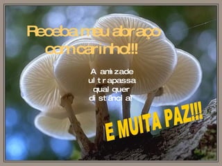 Receba meu abraço com carinho!!! E MUITA PAZ!!! A amizade ultrapassa qualquer distância! 