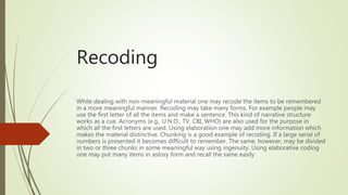 Recode Example How to improve your memory | PPTX