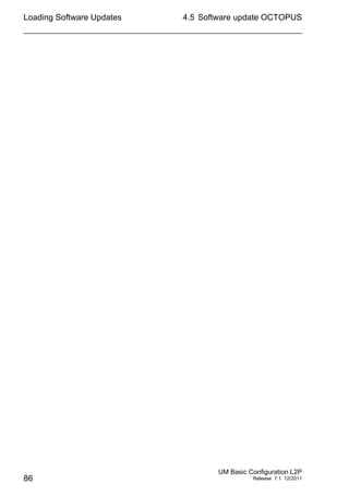 Loading Software Updates
86
4.5 Software update OCTOPUS
UM Basic Configuration L2P
Release 7.1 12/2011
 