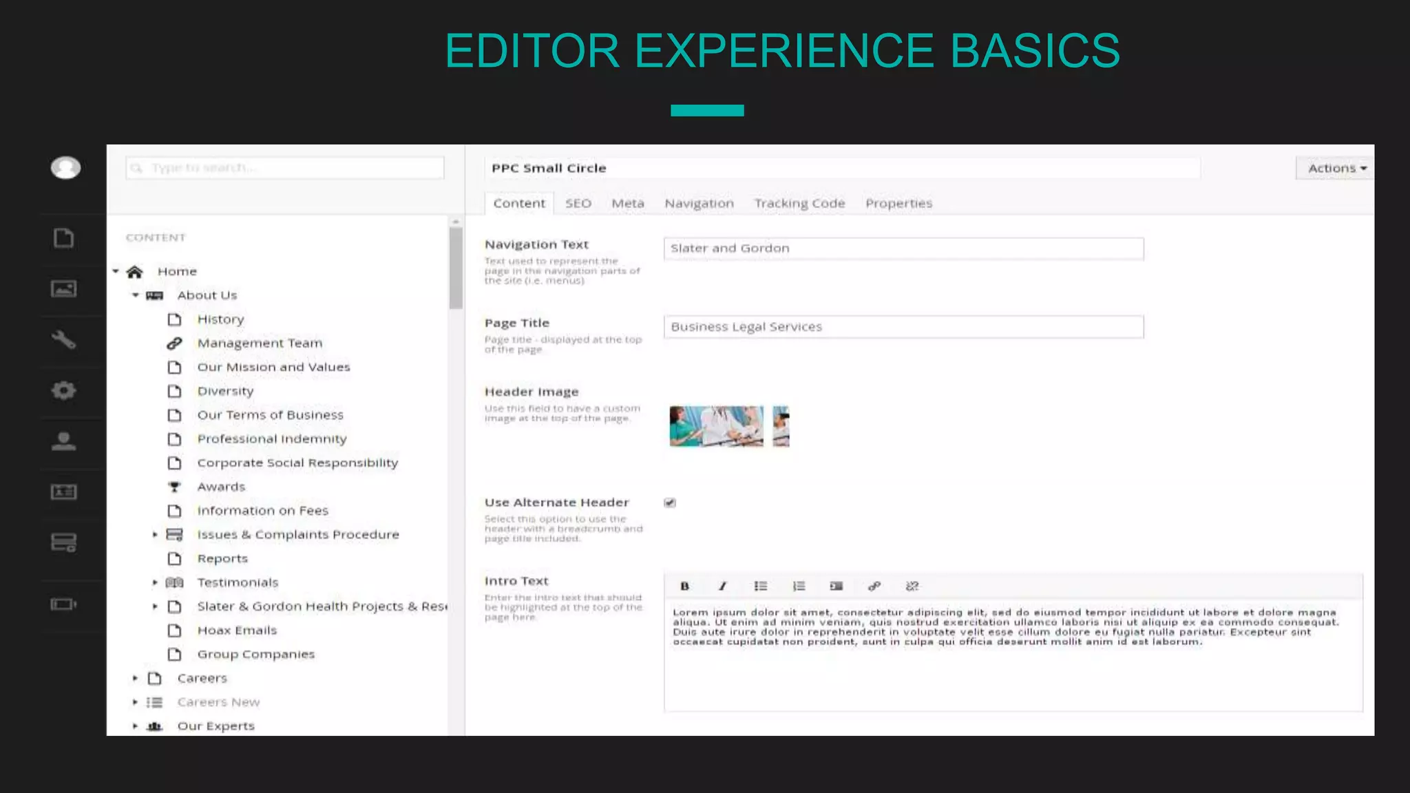 EDITOR EXPERIENCE BASICS
 