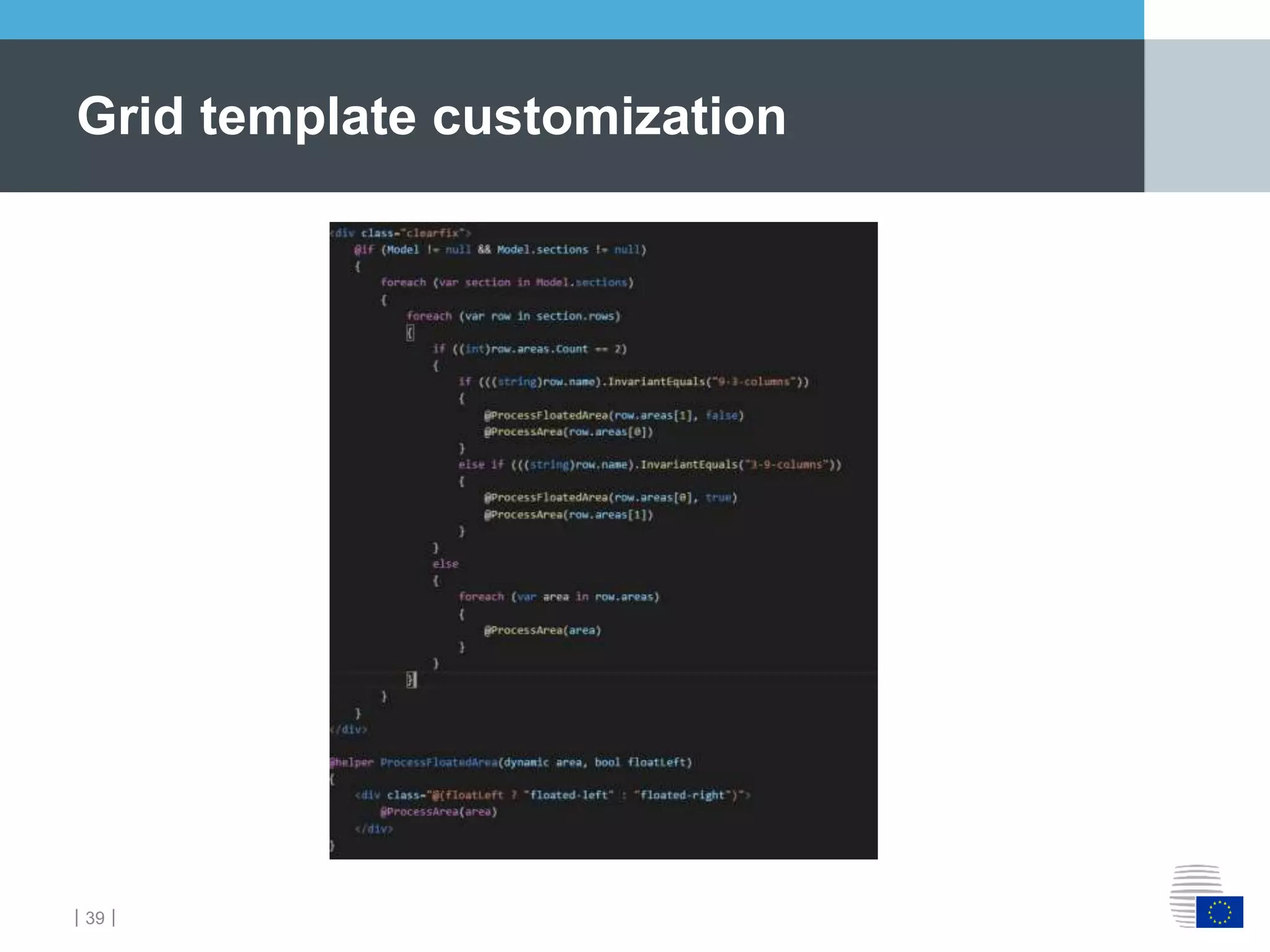 ｜39｜
Grid template customization
 