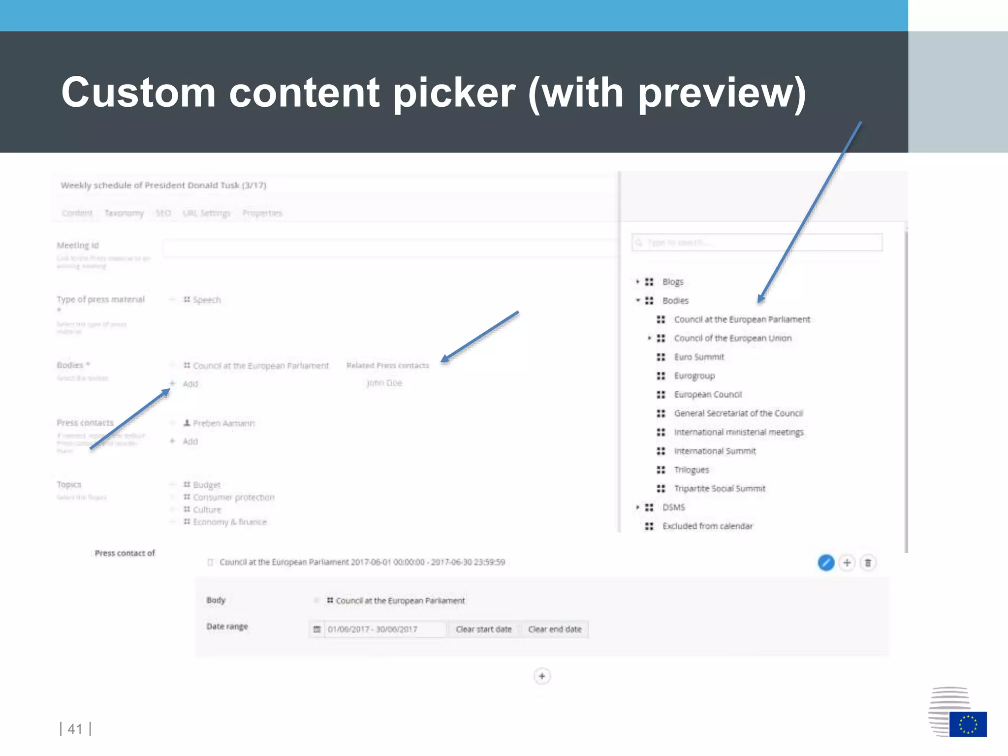 ｜41｜
Custom content picker (with preview)
 