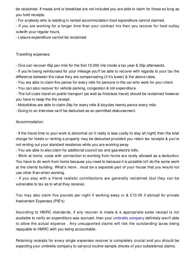 Umbrella Company Contractor Expenses Illustrated