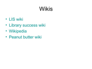 Wikis LIS wiki Library success wiki Wikipedia Peanut butter wiki 