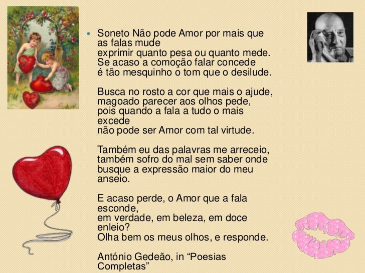 Um coração, um cúpido e um beijo por um poema de amor em português