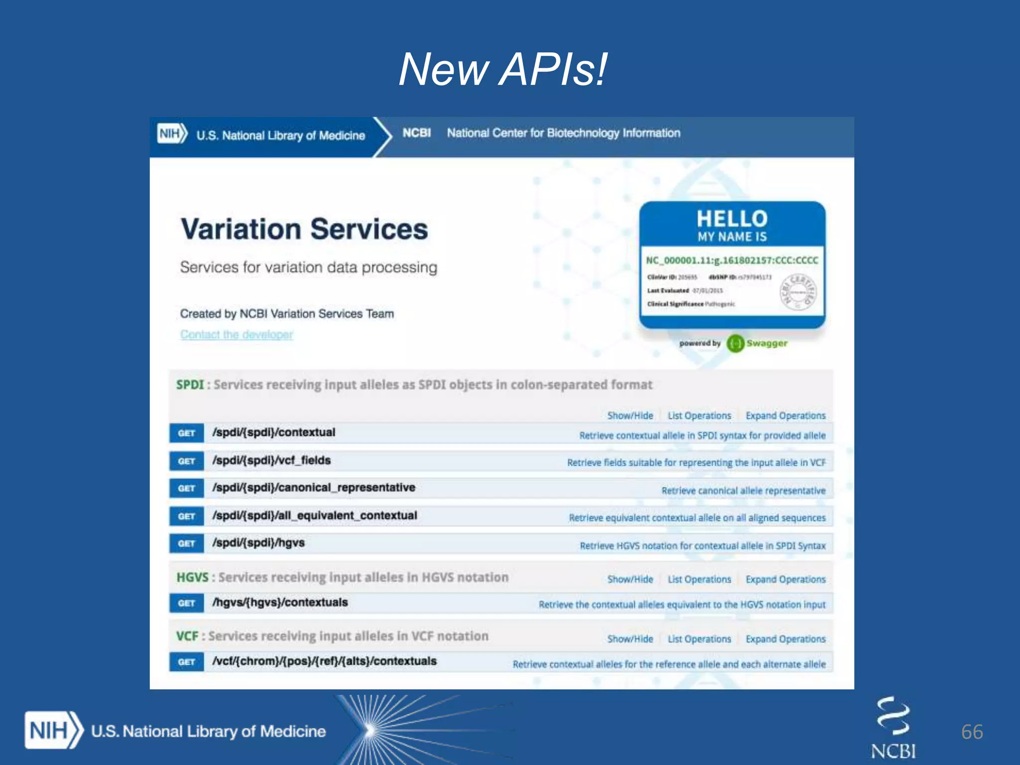 66
New APIs!
 