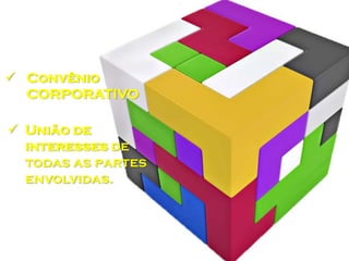  Convênio
CORPORATIVO

 União de
interesses de
todas as partes
envolvidas.

 