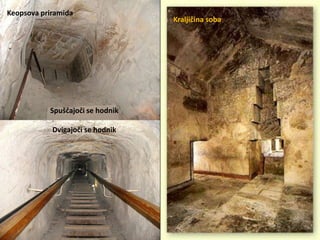 Spuščajoči se hodnik
Dvigajoči se hodnik
Kraljičina soba
Keopsova priramida
 