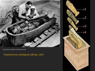 Tutankamonov sarkofag ob odkritju, 1922
http://www.crystalinks.com/tutstomb.html
 