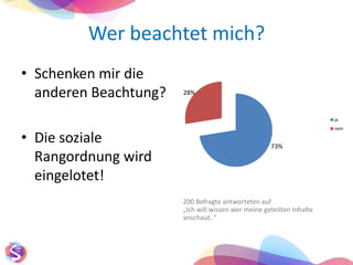 Wer beachtet mich?200 Befragte antworteten auf „Ich will wissen wer meine geteilten Inhalte anschaut. “Schenken mir die anderen Beachtung?Die soziale Rangordnung wird eingelotet!