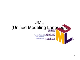 UML  (Unified Modeling Language) Versi 1.7 (Nov 06) Yudi Wibisono [email_address] 