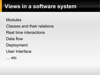 Views in a software system Modules 