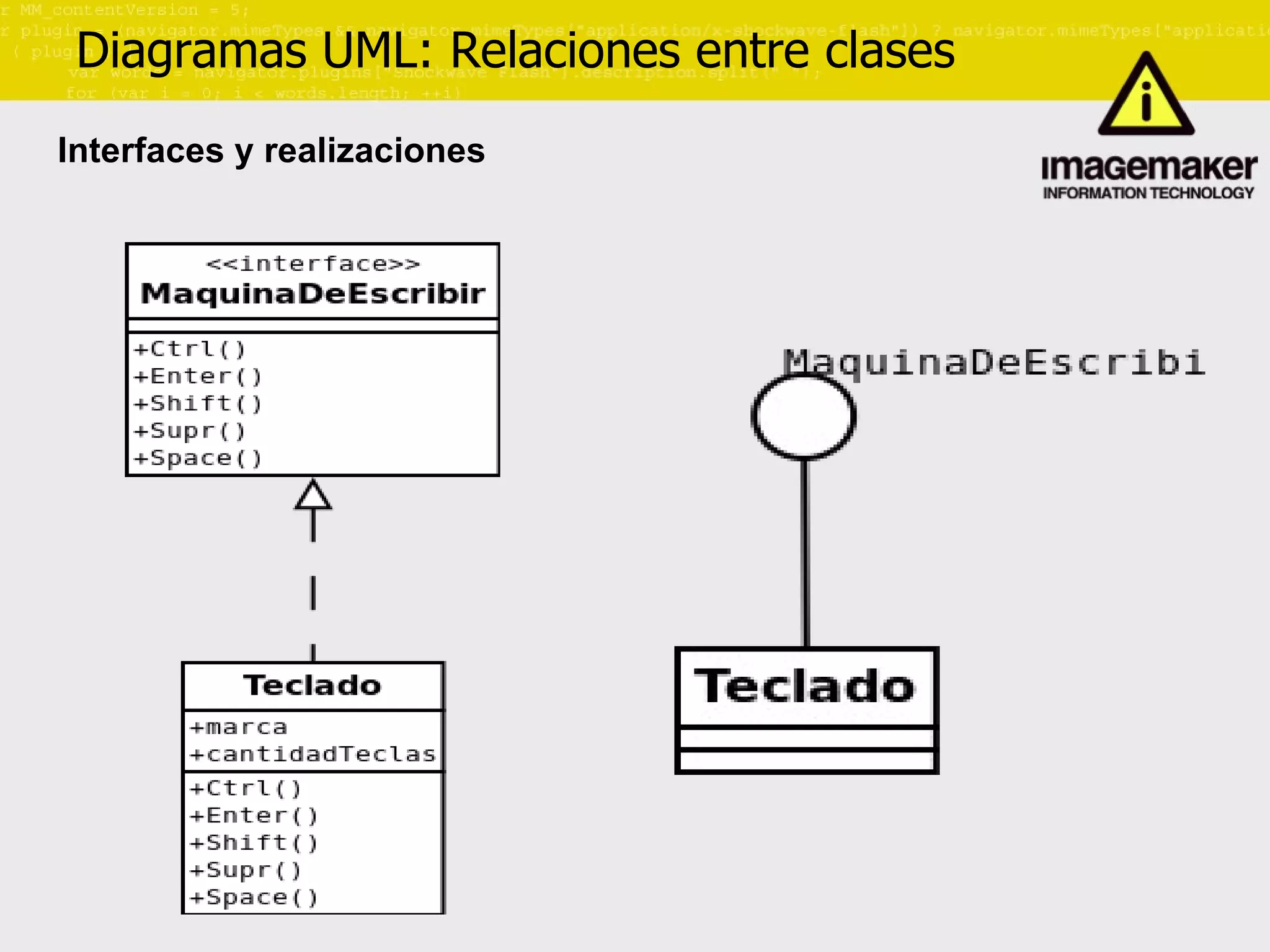 Diagramas UML: Relaciones entre clases Interfaces y realizaciones 