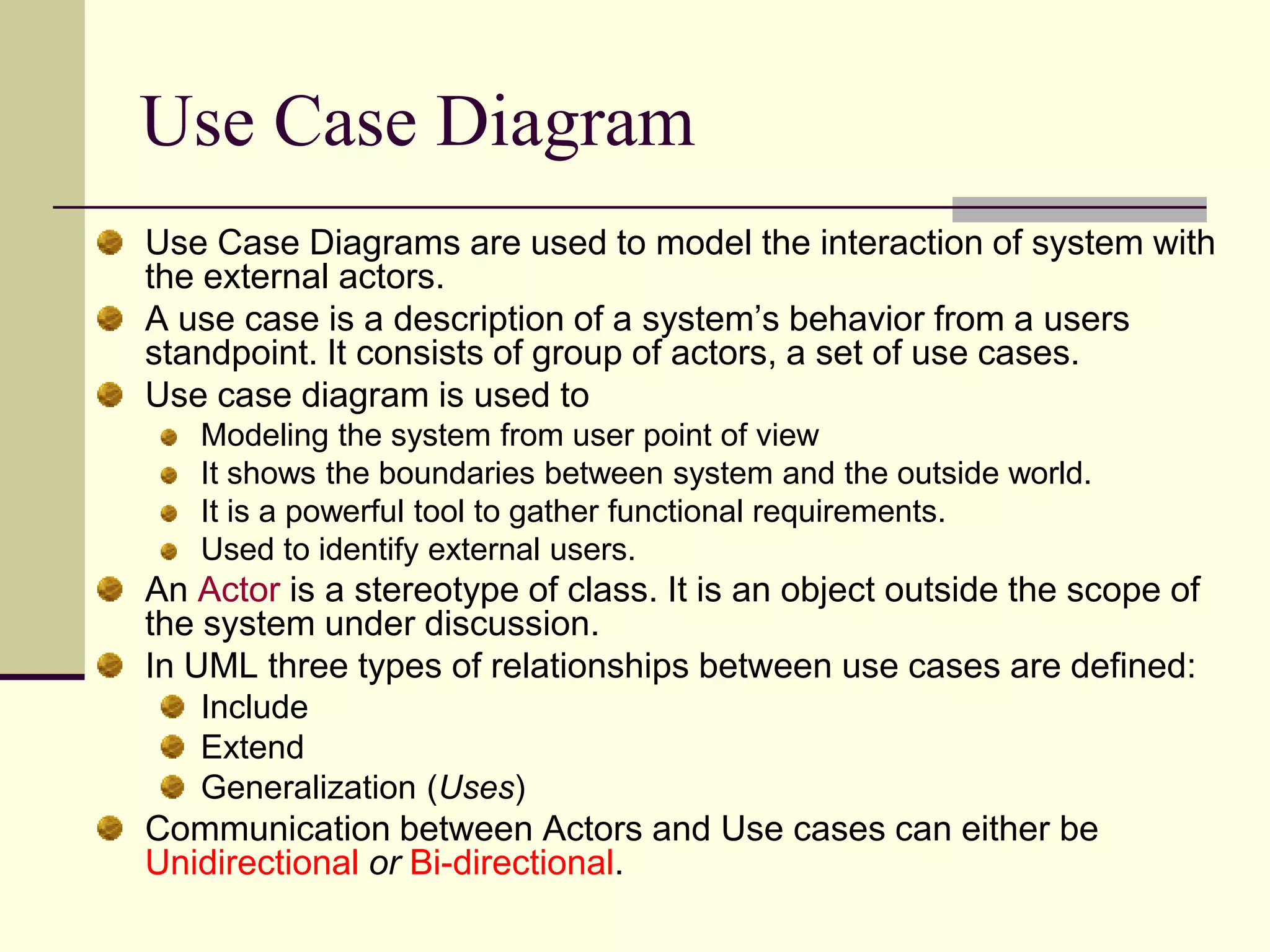 UML ViewsStatic ViewsDynamic ViewsStatic View: 