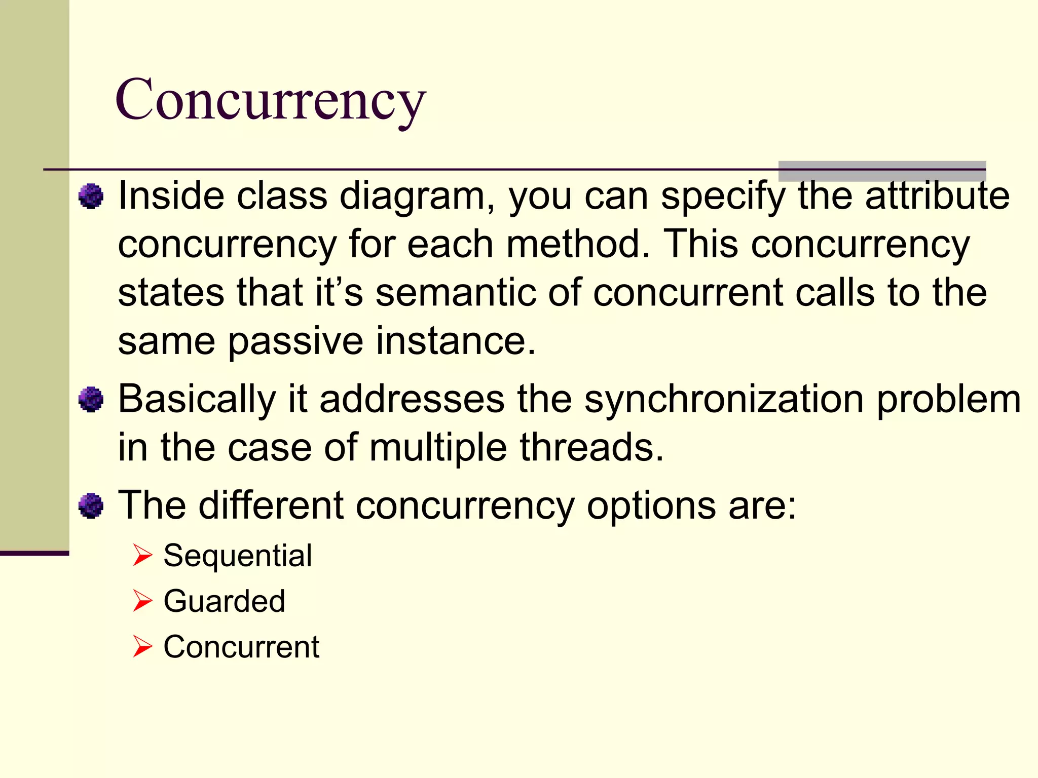 Utility ClassClassesScheduleAlgorithmRegistrationManagerRegistrationFormProfessorCourseStudentCourseOfferingInside UML a class is represented with three compartments: First compartment represented with class name.Second is represented with attributesFinally third compartment is used to represent the behaviors of a class. 