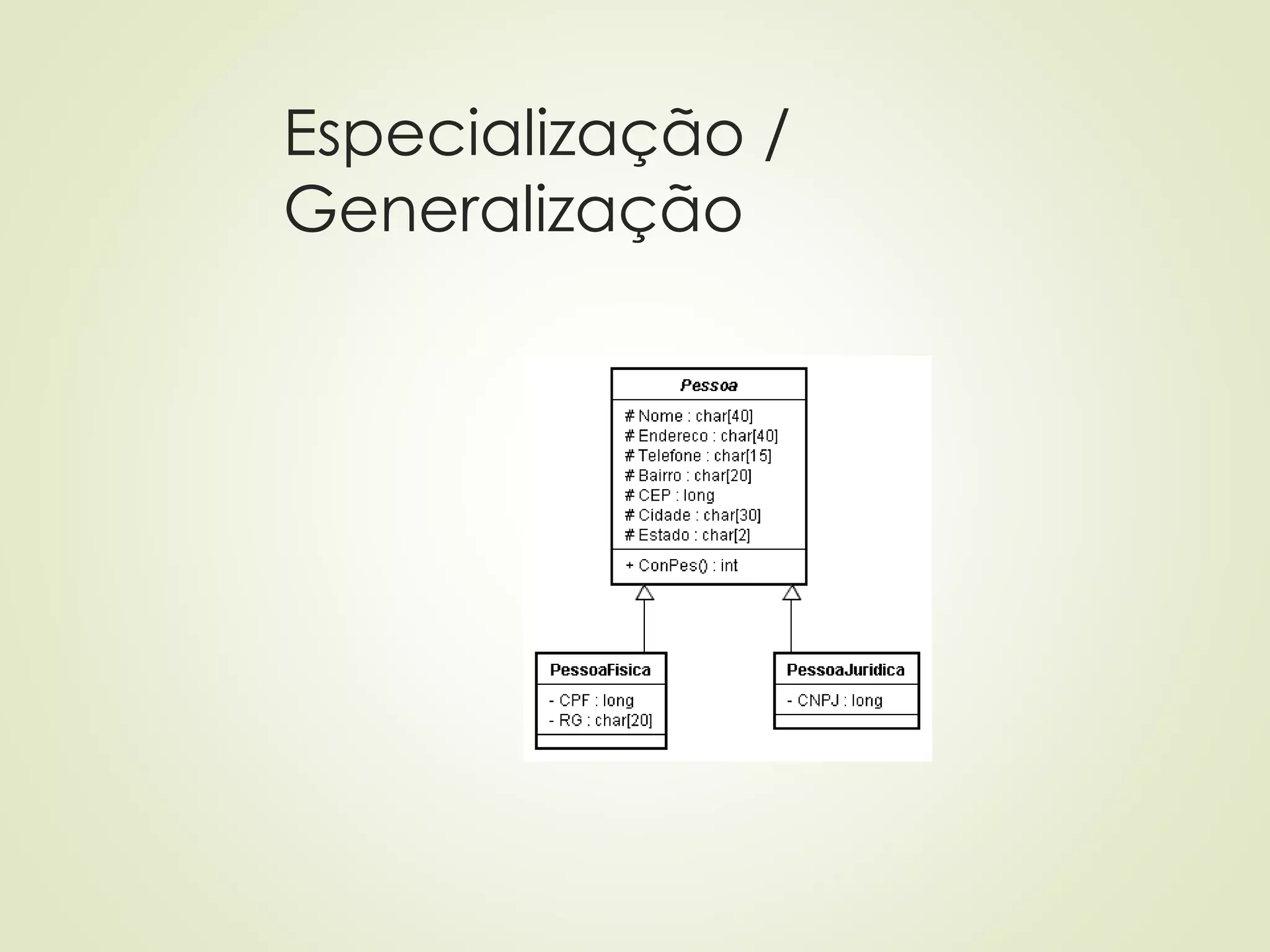 Especialização /
Generalização
 