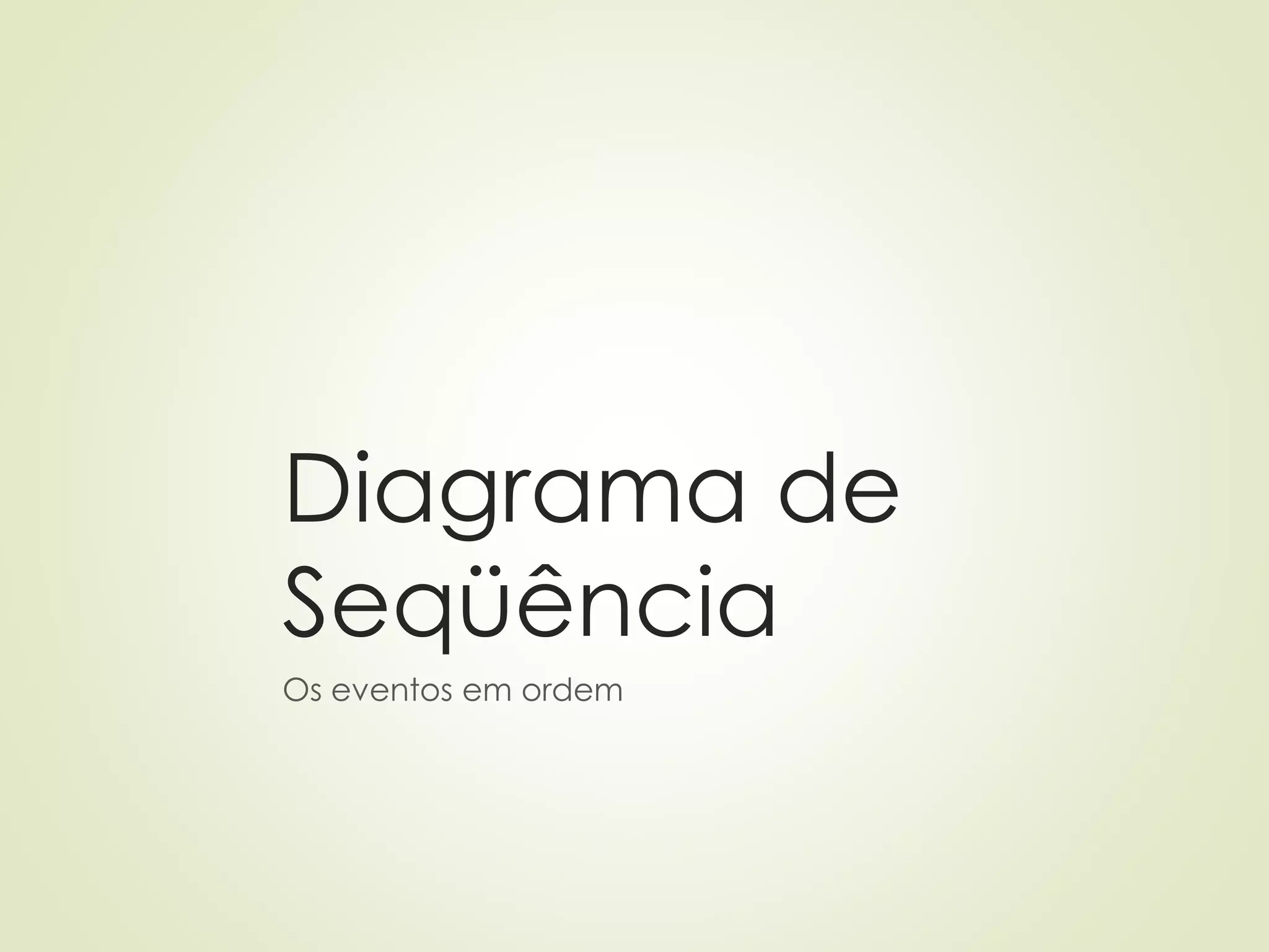 Diagrama de
Seqüência
Os eventos em ordem
 