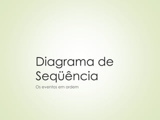 Diagrama de
Seqüência
Os eventos em ordem
 
