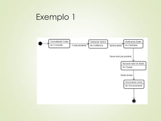 Exercício 2
 Desenvolva um Diagrama de Estados para um sistema de cursos de
informática equivalente ao módulo de matrícul...