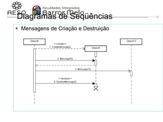 29/06/2023 Engenharia de software
orientada a objetos
133
Diagramas de Seqüências
 Mensagens de Criação e Destruição
 