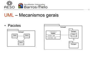 29/06/2023 Engenharia de software
orientada a objetos
19
UML – Mecanismos gerais
• Pacotes
 