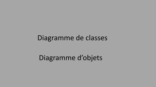 Diagramme de classes
Diagramme d’objets
 