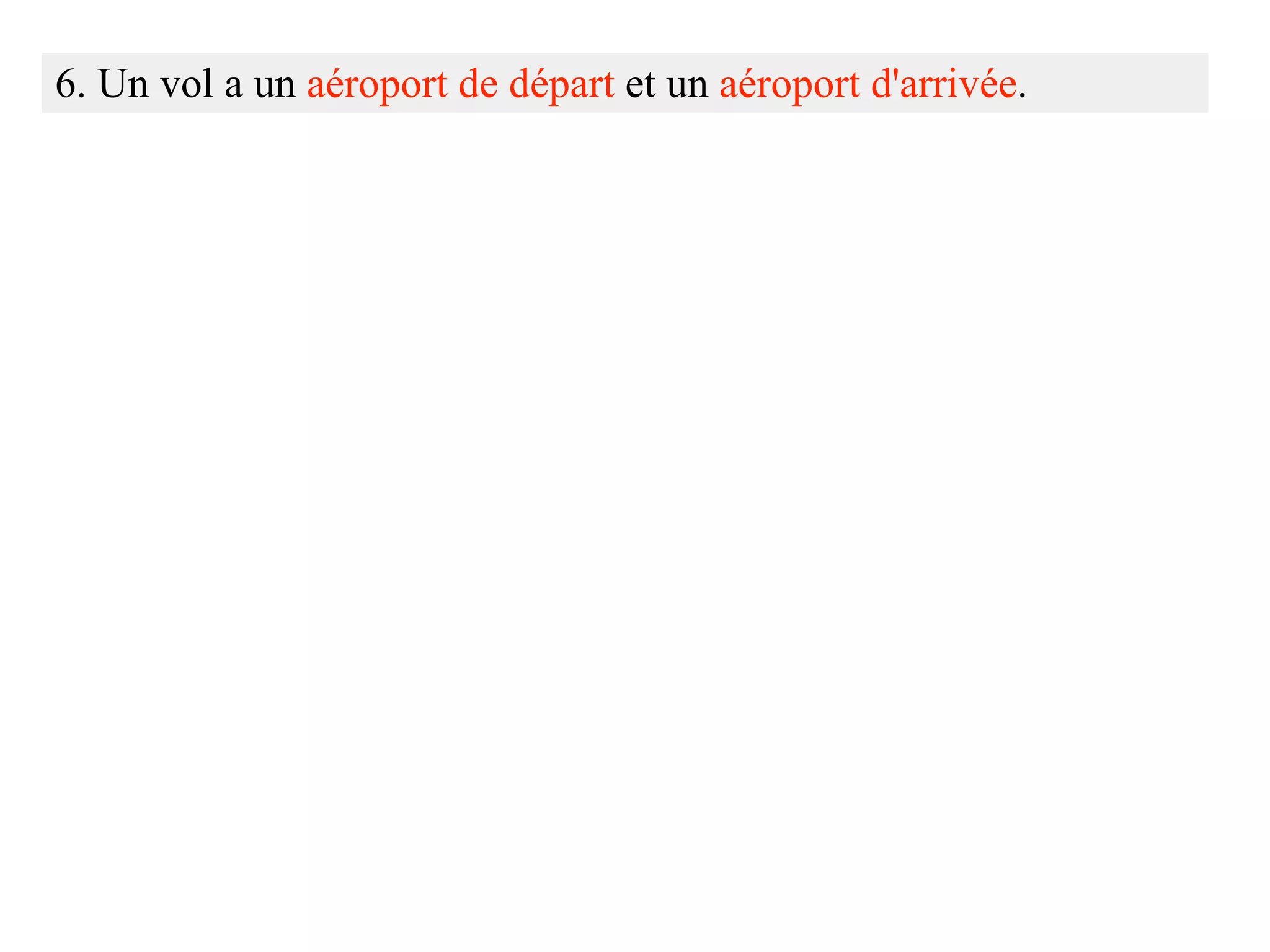 6. Un vol a un aéroport de départ et un aéroport d'arrivée.
 