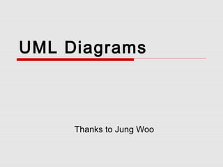 UML Diagrams
Thanks to Jung Woo
 