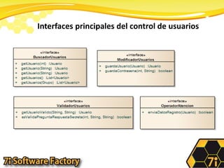 Interfaces principales del control de usuarios